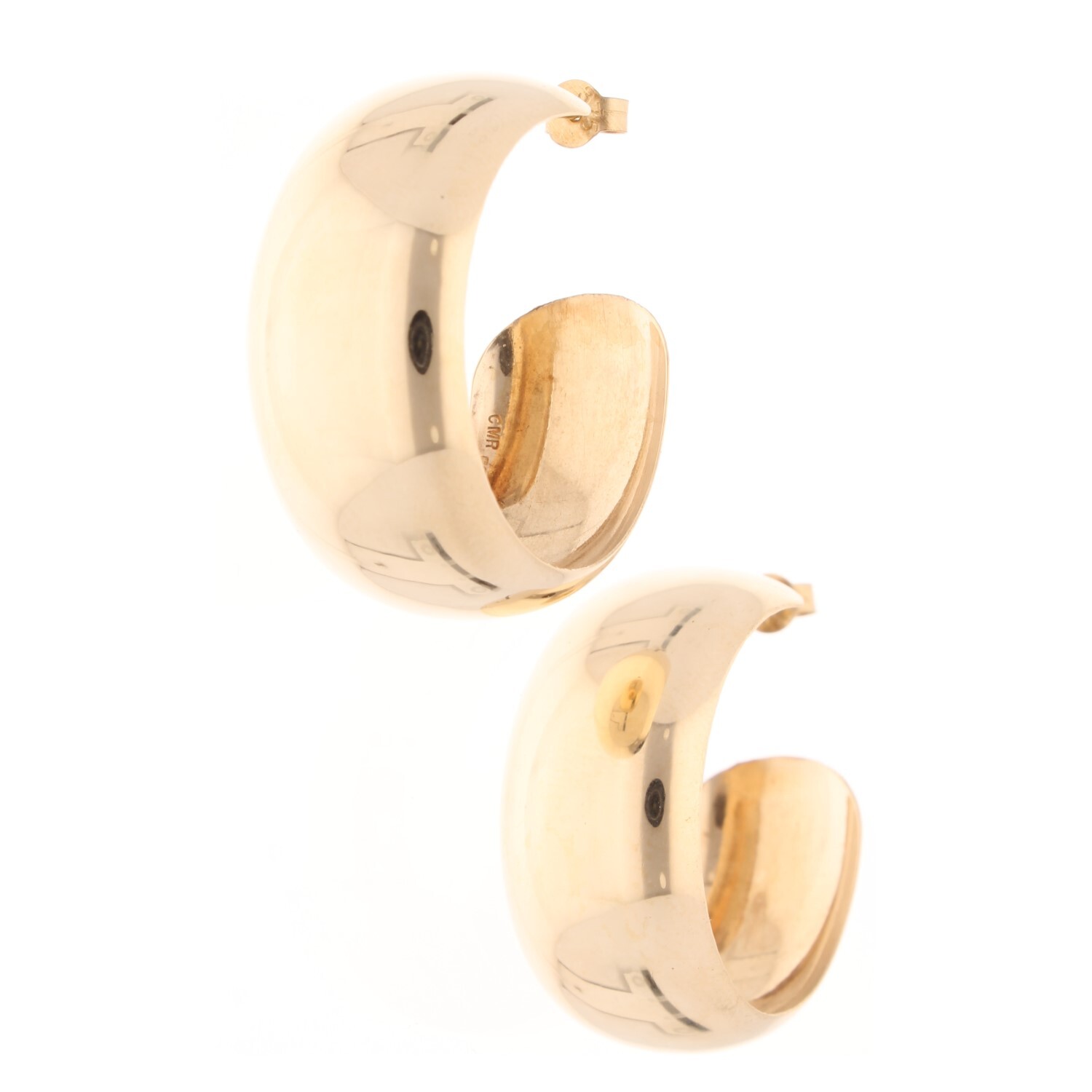 9Carat Yellow Gold Hoop Stud Earrings (14mm Wide)