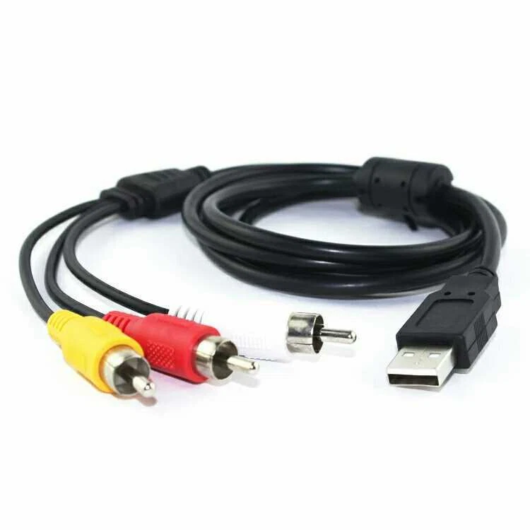 USB Male Female to RCA AV Audio Video Cable Adapter Cord for 1080P TV DVD HDTV - Image 3 of 4