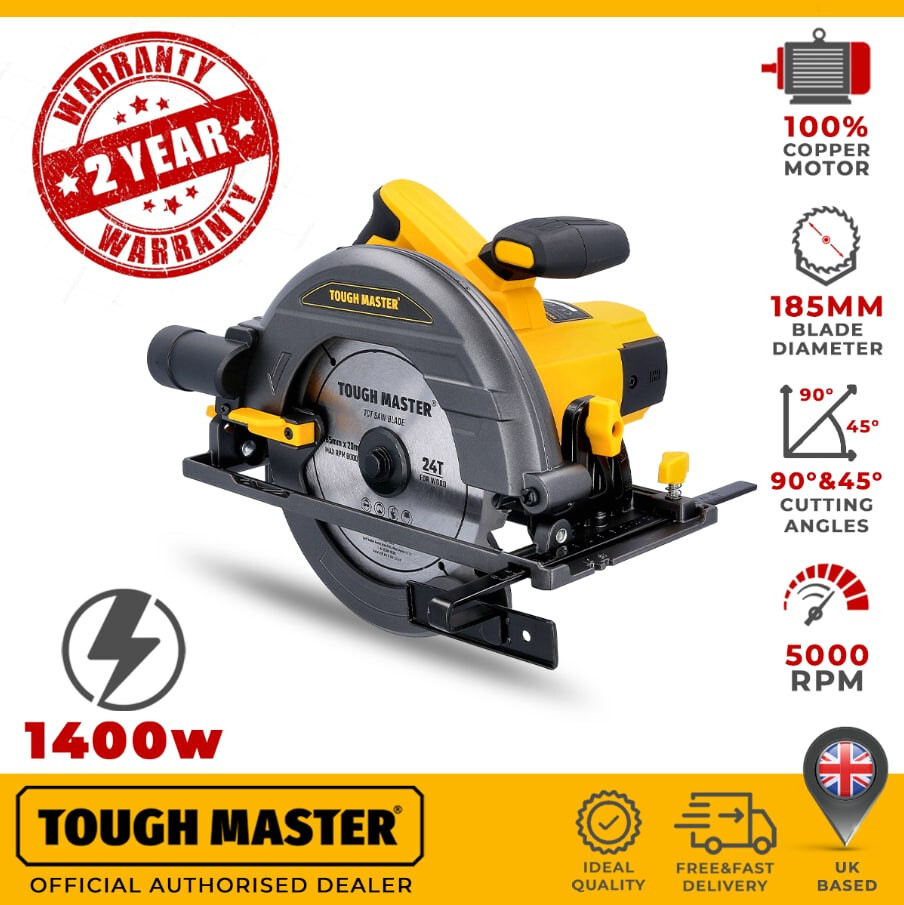 Circular Saw Corded 1400W Heavy Duty Wood Metal Cutting Tool TCT Blade 185x20mm