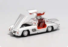BSC 1/64 Silver Mercedes-Benz 300SL W198 1955 Full Open Alloy Model Car 