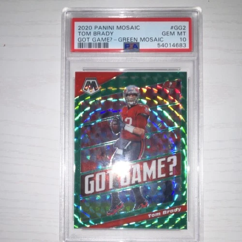 2020 Panini Mosaic Got Game? Tom Brady #GG2 Green Mosaic Prizm Tampa Bay PSA 10