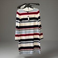 NWT Tommy Hilfiger Striped Stretch Shirt Dress Womens Size S Red White Blue