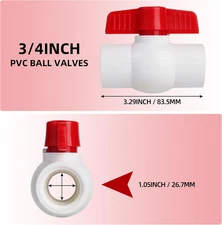 6 Pack PVC Ball Valve 3/4" Slip, SCH40 PVC Water Pipe Valve, T Handle Shut-Of...