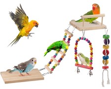 DBNESS 5in1 Bird Parakeet Toys, Detachable Birdie Perches Platform Swing with...