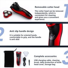 Electric Razor Shaver Men's Rotary Waterproof With Pop-up Trimmer Wet &Dry Razor 9