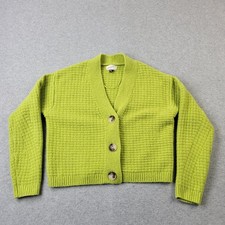Universal Thread Cardigan Sweater Womens Medium Green Waffle Knit Pullover