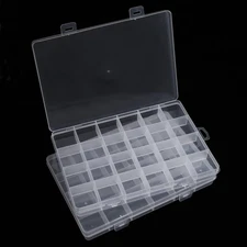 2 Pack 24 Grids Clear Plastic Organizer Box Fixed Compartment Storage Container 