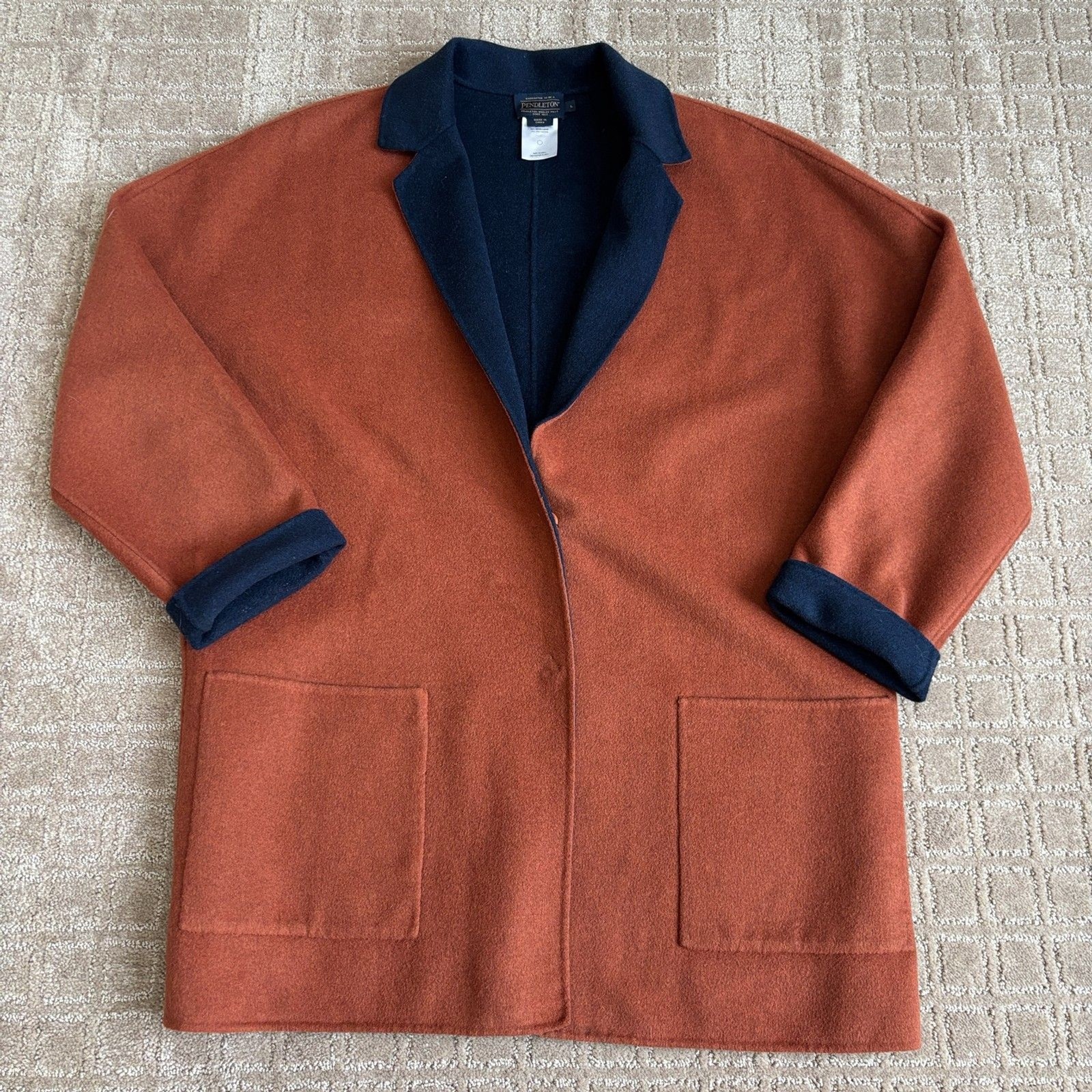 Pendleton Wool Double Face Long Jacket Blazer Wom… - image 3