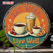 circular signage rustic for kitchens cafes Tin Metal Signs Home D cor 8x8