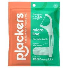 Plackers Micro Line Dental Floss Picks, Mint, Free Shipping - Choose 900/1800ct.