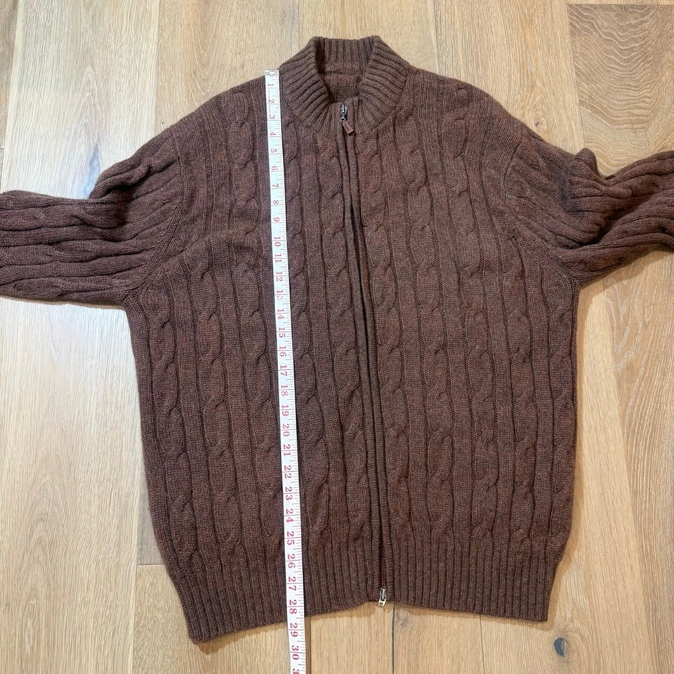 Cárdigan suéter vintage Peter Millar 100 % cachemir tejido con cable cremallera. Casual, XL Foto 3 de 4