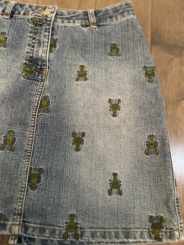 Lilly Pulitzer Skirt Jeans Lobster Embroidered Size 4 Vintage - Picture 3 of 10