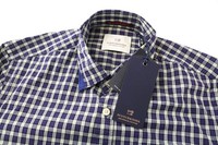 Scotch & Soda Ams Couture Herren S Blau Baumwolle Kariertes Hemd Langarm