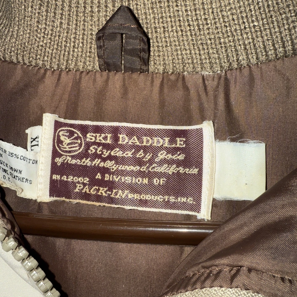 Chaleco acolchado vintage Ski Daddle marrón/bronceado para hombre talla: XL Foto 2 de 4