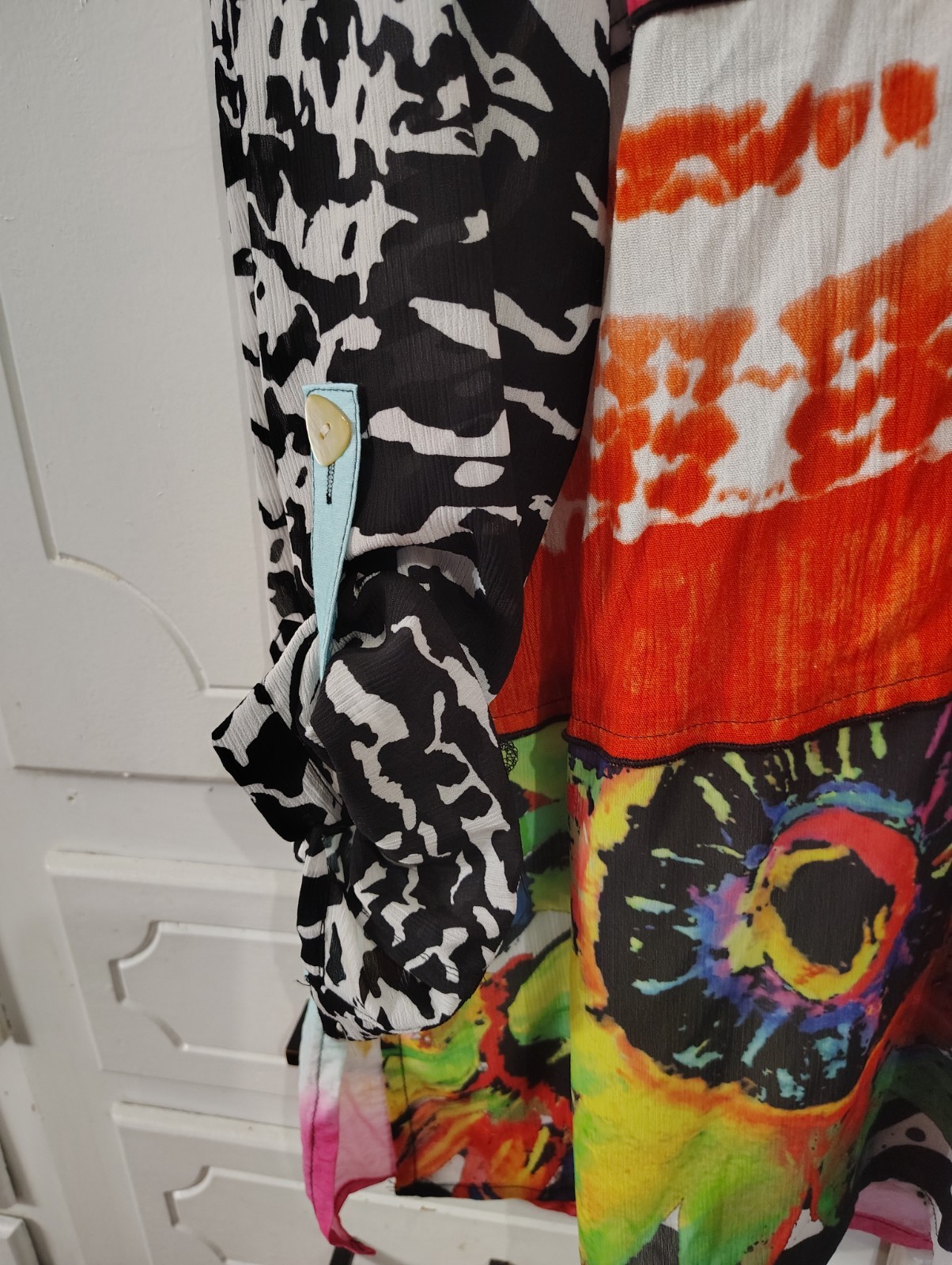 John Mark Vibrant Patchwork Print Point Collar Ro… - image 4