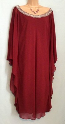 MASCARA DESIGNER (18/20) Cocktailkleid Burgunderrot Schmuckbesatz Stretch