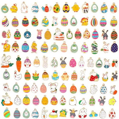 110Pcs Easter Charms, Easter Charms for Jewelry Making, Assorted Egg Chick Bu...