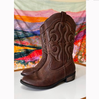 Cat Jack Montana Girl's Western Boots Size Brown Faux Leather Outdoors  Zip