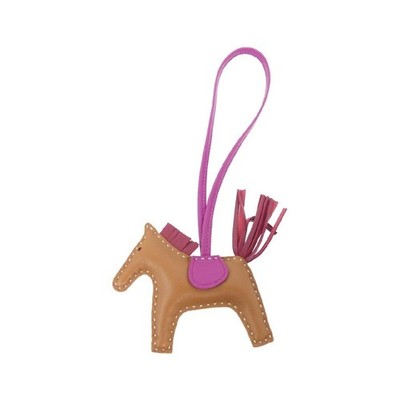 Hermes Rodeo PM Bag Charm Agneau Milo Gold Ruby 3.3 in x 3.0 in Excellent Used