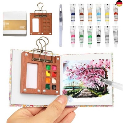 10 Stück Mini Malkasten Aquarell Set, Reise Wasserfarbpalette, tragbare Nano 