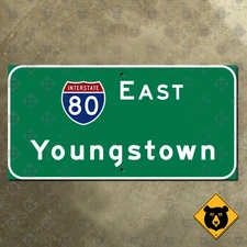 Ohio Interstate 80 east Youngstown highway road sign 16x8