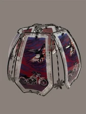 Vintage OK lighting Touch lamp Glass Panels & Shade Motorcycle Eagle USA NEW