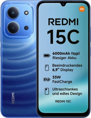 XIAOMI Redmi 15C Android Smartphone 6,9 Zoll 120Hz 4GB 128GB 50MP Blau B-WARE