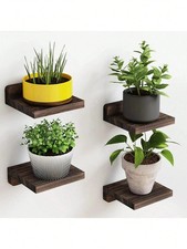 4 PACK Multiuse Floating Shelves 5-Inch Mini Wood Wall Shelves | Display Ledges
