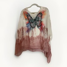 Vintage Brand Butterfly Sequin Sheer Two Layer Top-Size S. Runs Large Read