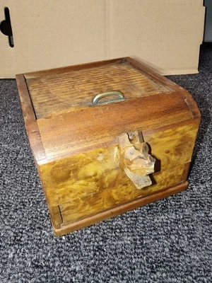 Vintage Secret Cigarette Dispenser Case, Wooden Box Antique Wood Scottie Dog - Image 1 of 4