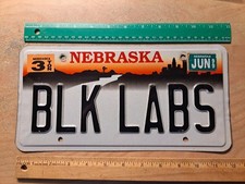 License Plate, Nebraska, 1999 Gr8 Dog Vanity: BLK LABS Black Labrador Retrievers