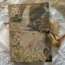 Handmade Junk Journal Tapestry Flamingo Dyed Papers Hardcover Nature Inspired