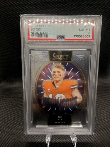 2024 Panini Select - Neon Icons Bo Nix #14 Silver Prizm  PSA 8 (RC)