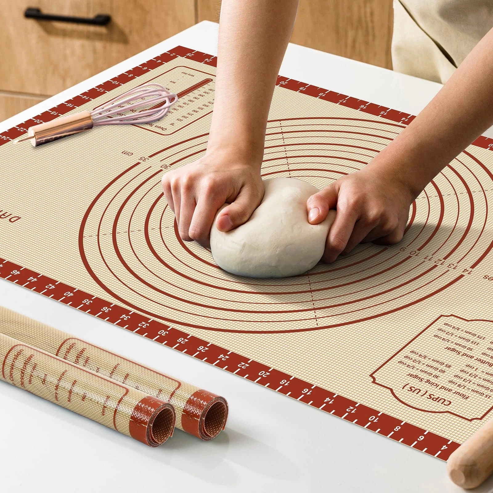 26x16 Inch Extra Thick Silicone Baking Mat with Measurements, Non-slip and Re...