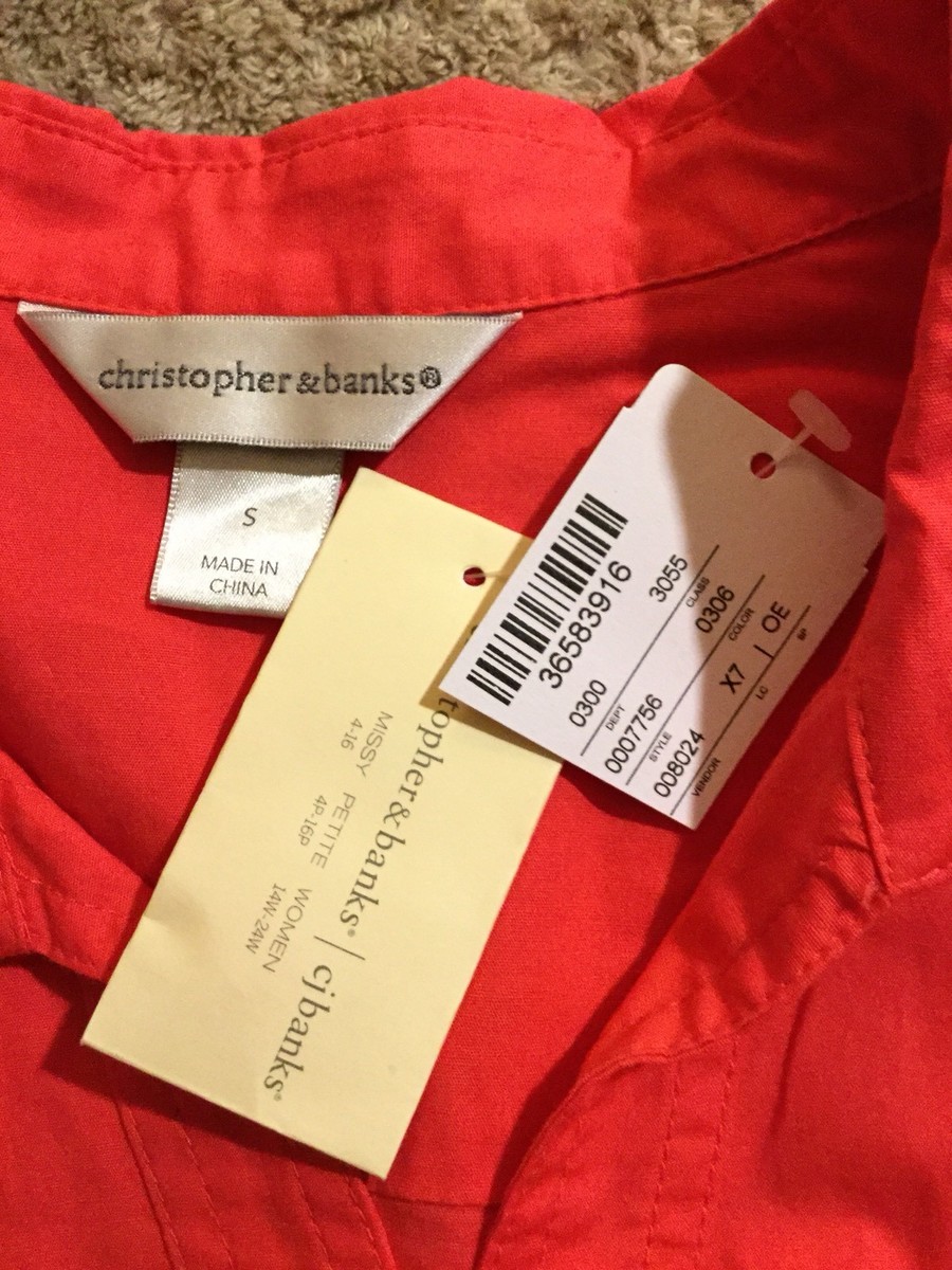 Chemise Femme Manches Longues Couleur Saumon Christopher & Banks - Taille S - Neuve Avec étiquettes