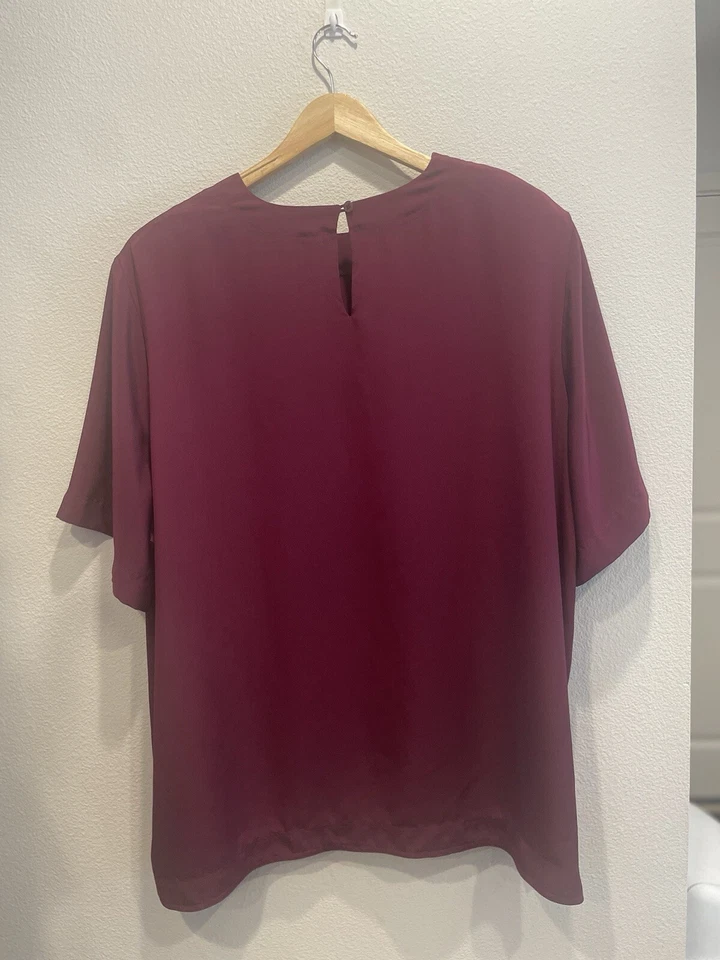 Blusa de Colección Elisabeth Liz Claiborne Talla 22 SS Almohadillas para el Hombro Cerradura bk PÚRPURA/ROSA Foto 2 de 4