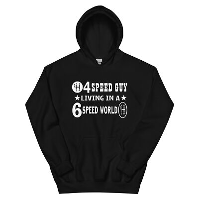 4 SPEED GUY HOODIE SWEATSHIRT MUSCLE CAR HOT ROD GASSER HURST SHIFTER