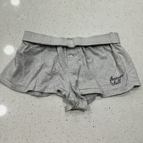 Pink Victoria Secret Sleepwear Shorts Womens S Gray White Logo Casual Cotton