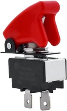 Red 12V LED Lighted Toggle Switch with Aircraft Guard Safety Flip Cover 12 Volt