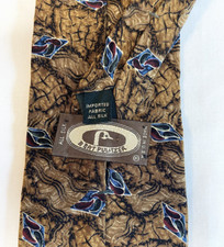 BERT PULITZER Vtg Bronze Blue Abstract Silk NECKTIE TIE