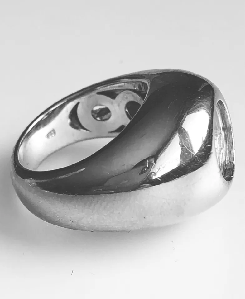 Anillo Chopard Masivo Oro Blanco 18K Flotante Diamante Feliz De Colección Cúpula Talla 6 Foto 4 de 4