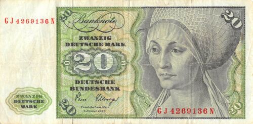 Germany 20 Deutsche Mark 2.1.1980 Series GJ - N Circulated Banknote N #19