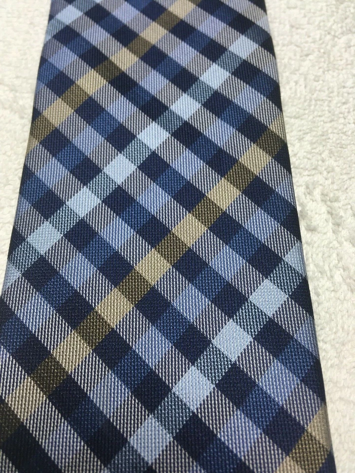 CORBATA HOMBRE COVINGTON AZUL BEIGE PATRÓN A CUADROS 3,25 X 60 Foto 3 de 4