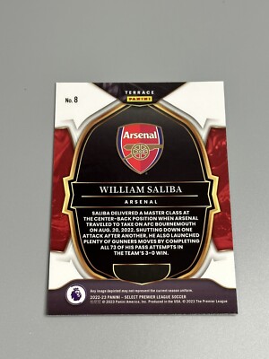 William Saliba 2022-23 Panini Select Premier League EPL Rookie RC