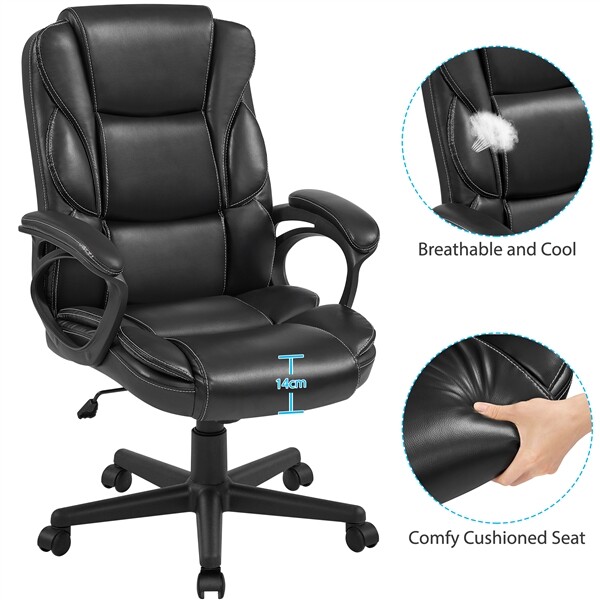 UKmart365 PU Leather Executive Office Chair - Black (SUOWWQ0001  