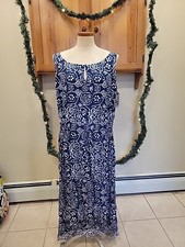 Two by Vince Camuto Plus Size Blue Sleeveless Printed Maxi Dress Size 2X (1)