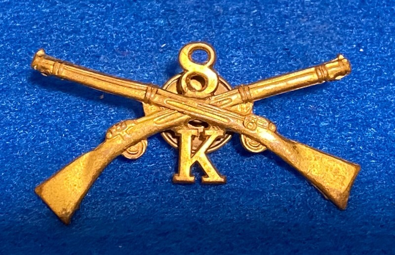 U.S. Army WWI 8th Infantry Regiment Co. K Officers Collar Insignia