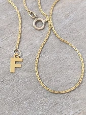 12k Gold Filled Baby Chain Necklace with Initial F Charm 12 Inches Vintage Child