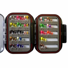 Ice Fishing Jig Kit (60 Tungsten Jigs) with Waterproof Jig Box, Panfish Ice Jigs