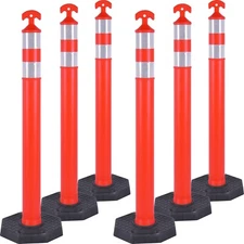 Orange Delineator Post with Base & Reflective Tape for Garage Parking Aid